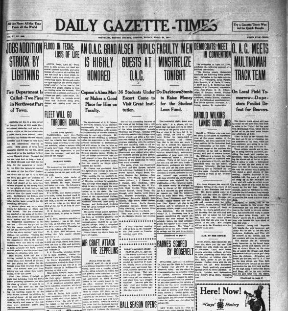Clipping from Corvallis Gazette-Times